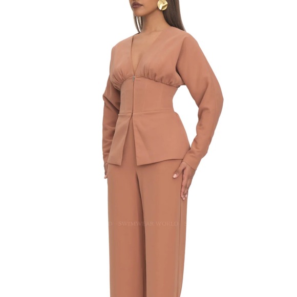NWT Andrea Iyamah Dust 
Gia Corset Blazer S


 Blzr' Long Sleeve V Neck  Top - Picture 1 of 11